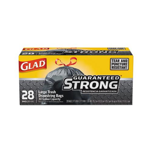 Drawstring Large Trash Bags, 30 Gal, 1.05 Mil, 30" X 33", Black, 90-carton