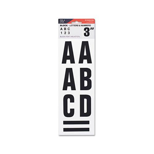 Letters, Numbers & Symbols, Adhesive, 3", Black, 64 Characters