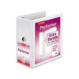 Performer Clearvue Slant-d Ring Binder, 3 Rings, 5" Capacity, 11 X 8.5, White