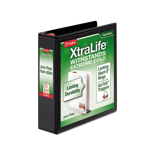 Xtralife Clearvue Non-stick Locking Slant-d Ring Binder, 3 Rings, 2" Capacity, 11 X 8.5, Black