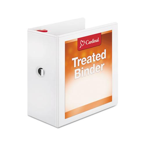 Treated Clearvue Locking Slant-d Ring Binder, 3 Rings, 5" Capacity, 11 X 8.5, White