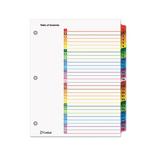 Onestep Printable Table Of Contents And Dividers, 31-tab, 1 To 31, 11 X 8.5, White, 1 Set