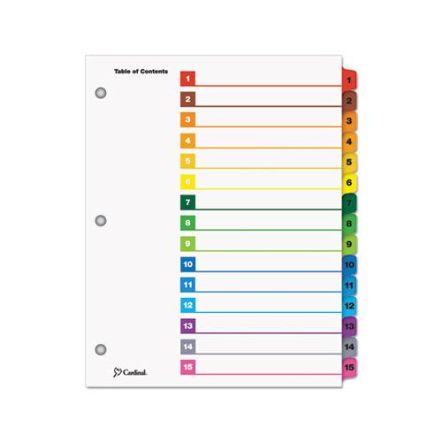 Onestep Printable Table Of Contents And Dividers, 15-tab, 1 To 15, 11 X 8.5, White, 1 Set