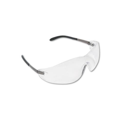 Blackjack Wraparound Safety Glasses, Chrome Plastic Frame, Clear Lens