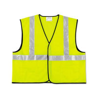 Class 2 Safety Vest, Fluorescent Lime W-silver Stripe, Polyester, Large