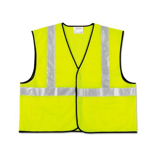 Class 2 Safety Vest, Fluorescent Lime W-silver Stripe, Polyester, X-large