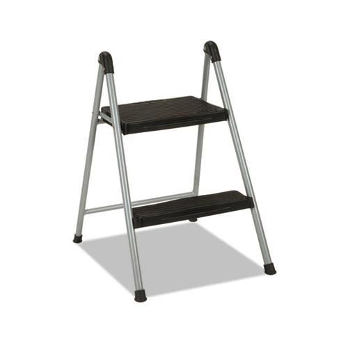 Folding Step Stool, 2-step, 200 Lb Capacity, 16.9" Working Height, Platinum-black