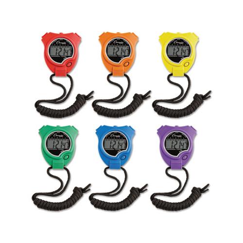 Water-resistant Stopwatches, 1-100 Second, Assorted Colors, 6-set