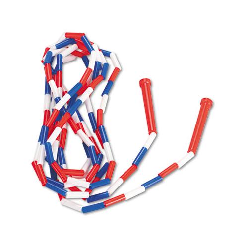 Segmented Plastic Jump Rope, 16ft, Red-blue-white