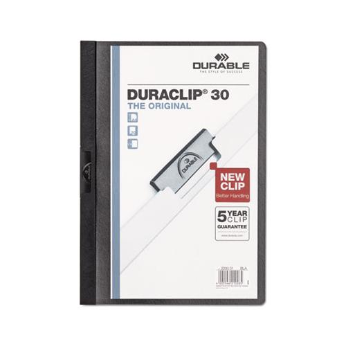 Vinyl Duraclip Report Cover W-clip, Letter, Holds 30 Pages, Clear-black, 25-box