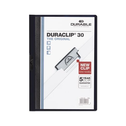 Vinyl Duraclip Report Cover W-clip, Letter, Holds 30 Pages, Clear-navy, 25-box