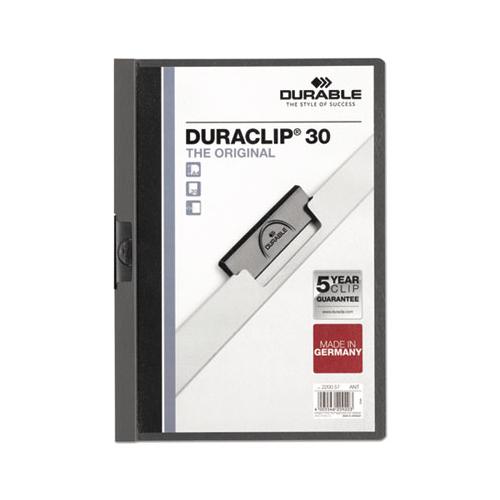 Vinyl Duraclip Report Cover, Letter, Holds 30 Pages, Clear-graphite, 25-box