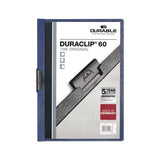 Vinyl Duraclip Report Cover, Letter, Holds 60 Pages, Clear-dark Blue, 25-box