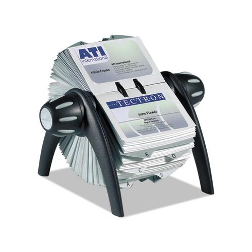 Visifix Flip Rotary Business Card File, Holds 400 4 1-8 X 2 7-8 Cards, Black-sr