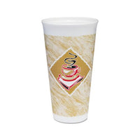 Foam Hot-cold Cups, 20 Oz., Café G Design, White-brown With Red Accents