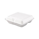 Carryout Food Container, Foam, 3-comp, White, 8 X 7 1-2 X 2 3-10, 200-carton