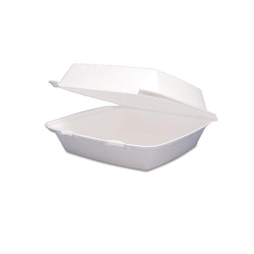 Foam Container, Hinged Lid, 1-comp, 8 3-8 X 7 7-8 X 3 1-4, 200-carton
