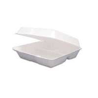 Foam Container, Hinged Lid, 3-comp, 8 3-8 X 7 7-8 X 3 1-4, 200-carton