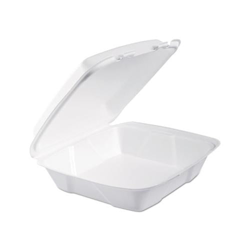 Foam Hinged Lid Containers, 9.375 X 9.375 X 3, White, 200-carton