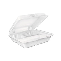 Large Foam Carryout, Food Container, 3-compartment, White, 9-2-5x9x3