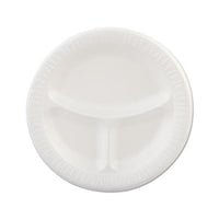 Laminated Foam Plates, 9" Dia, White, Round, 3 Compartments, 125-pk, 4 Pks-ct