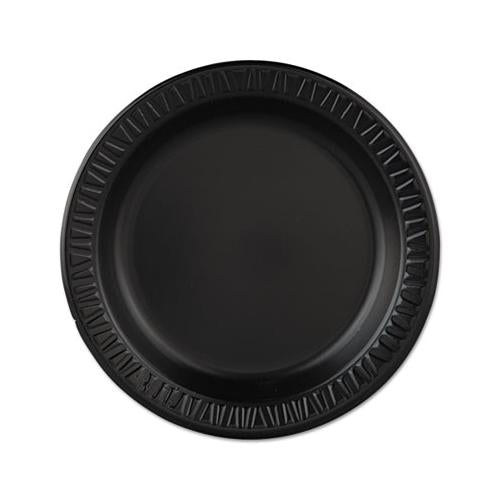 Quiet Classic Laminated Foam Dinnerware, Plate, 9" Dia, Black, 125-pk, 4 Pks-ctn