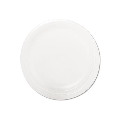 Quiet Classic Laminated Foam Dinnerware Plate, 9" Dia, White, 125-pack