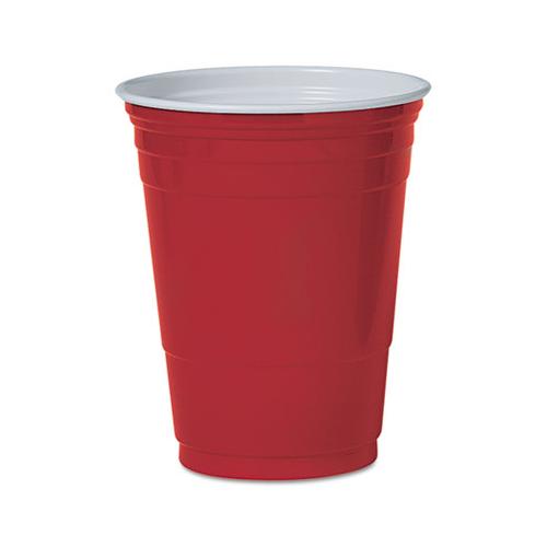 Solo Plastic Party Cold Cups, 16oz, Red, 50-pack