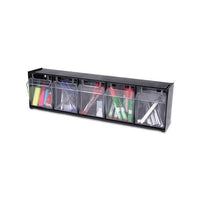 Tilt Bin Interlocking Multi-bin Storage Organizer, 5 Sections, 23.63" X 5.25" X 6.5", Black-clear