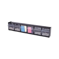 Tilt Bin Interlocking Multi-bin Storage Organizer, 6 Sections, 23.63" X 3.63" X 4.5", Black-clear