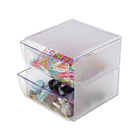 Stackable Cube Organizer, 2 Drawers, 6 X 7 1-8 X 6, Clear