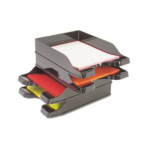 Docutray Multi-directional Stacking Tray Set, 2 Sections, Letter To Legal Size Files, 10.13" X 13.63" X 2.5", Black, 2-pack