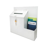 Suggestion Box Literature Holder W-locking Top, 13 3-4 X 3 5-8 X 13, White