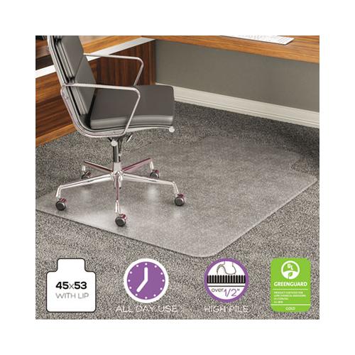 Execumat All Day Use Chair Mat For High Pile Carpet, 45 X 53, Wide Lipped, Clear