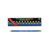 Erasable Colored Pencils, 2.6 Mm, 2b (#1), Blue Lead, Blue Barrel, Dozen
