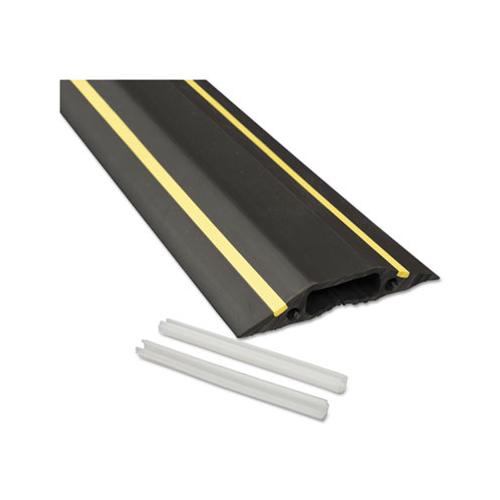 Medium-duty Floor Cable Cover, 3.25 X 0.5 X 6 Ft, Black With Yellow Stripe