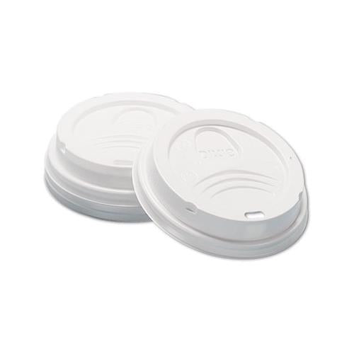 Dome Hot Drink Lids, 8oz Cups, White, 100-sleeve, 10 Sleeves-carton