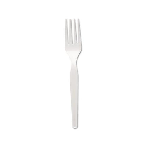 Plastic Cutlery, Heavy Mediumweight Forks, White, 1,000-carton