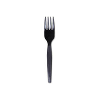 Plastic Cutlery, Heavy Mediumweight Forks, Black, 1,000-carton