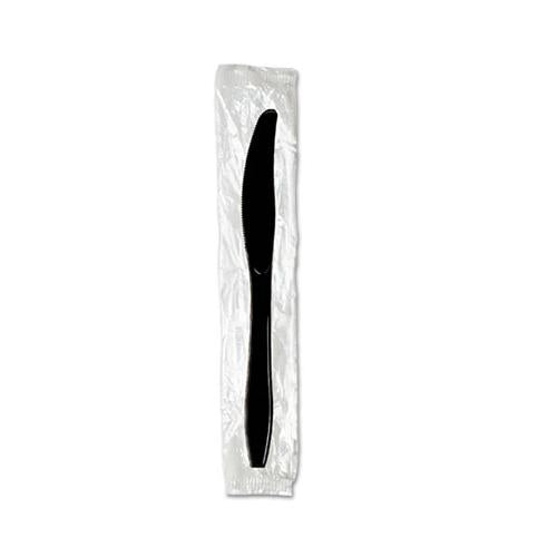 Individually Wrapped Knives, Plastic, Black, 1,000-carton