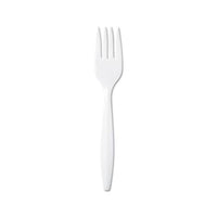 Plastic Cutlery, Mediumweight Forks, White, 1,000-carton