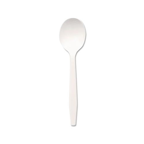 Plastic Cutlery, Mediumweight Soup Spoons, White, 1,000-carton