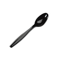Plastic Cutlery, Heavyweight Teaspoons, Black, 1,000-carton