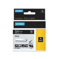 Rhino Permanent Vinyl Industrial Label Tape, 0.75" X 18 Ft, Black-white Print