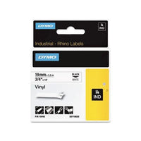 Rhino Permanent Vinyl Industrial Label Tape, 0.75" X 18 Ft, White-black Print