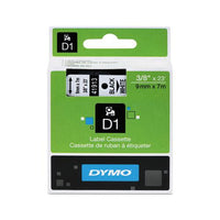 D1 High-performance Polyester Removable Label Tape, 0.37" X 23 Ft, Black On White
