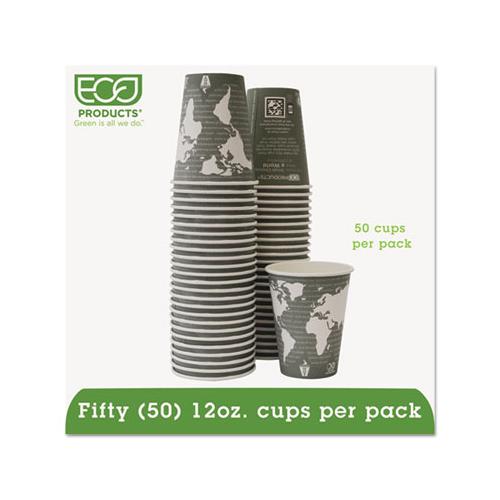 World Art Renewable-compostable Hot Cups, 12 Oz, Gray, 50-pack