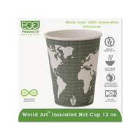 World Art Renewable And Compostable Insulated Hot Cups, Pla, 12 Oz, 40-packs, 15 Packs-carton