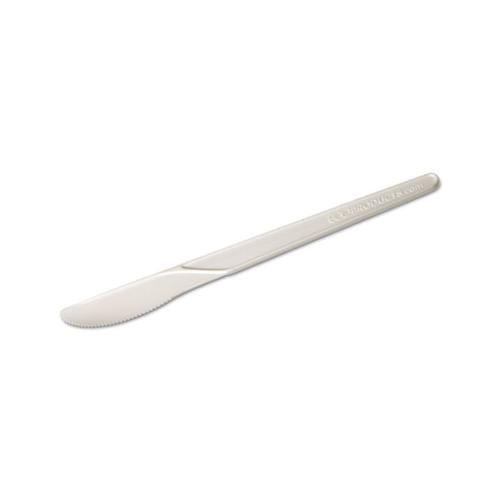 Plantware Compostable Cutlery, Knife, 6", Pearl White, 50-pack, 20 Pack-carton