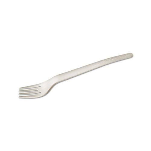 Plantware Compostable Cutlery, Fork, 6", Pearl White, 50-pack, 20 Pack-carton